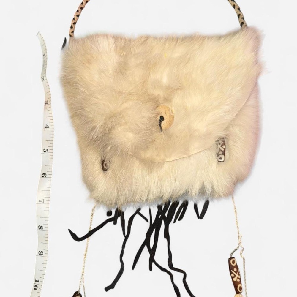 Fur Cream hand Bag